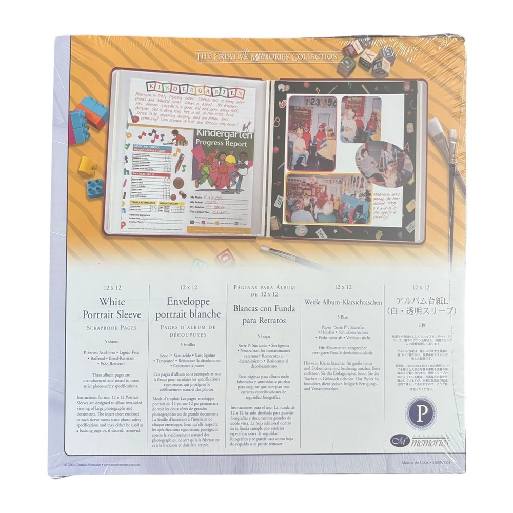 WHITE PORTRAIT SLEEVES Creative Memories Original 12x12 Clear Pages NEW NWT